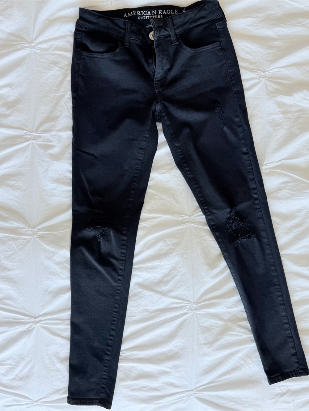American Eagle Outfitters Black Skinny Jeans with Knee Distress